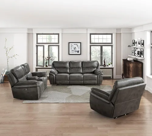 Vista 24 de Lexicon Sofá reclinable doble manual, sofá reclinable de pared de microfibra pulida para comodidad de la sala de estar, asientos de espuma sobre