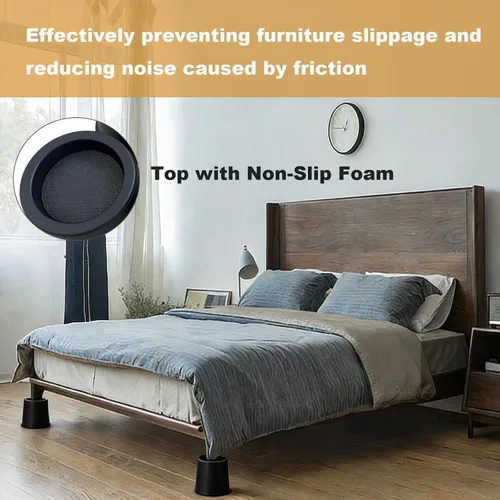 Vista 3 de Paquete de 4 elevadores de cama, elevadores de muebles de 4 pulgadas resistentes, elevadores redondos para muebles, sofá, mesa, dormitorio, cama