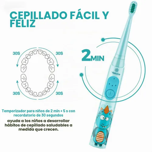 Vista 3 de Vekkia - Cepillos de dientes eléctricos para niños 3 Modes with Memory/Fun & Easy Cleaning/24000 Strokes, IPX7 Waterproof, 2-Min Timer for Age