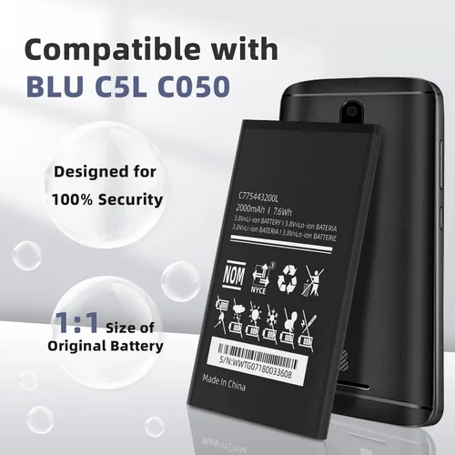 Vista 2 de C775443200L - Batería de repuesto compatible con BLU C5L C050 con kit de herramientas