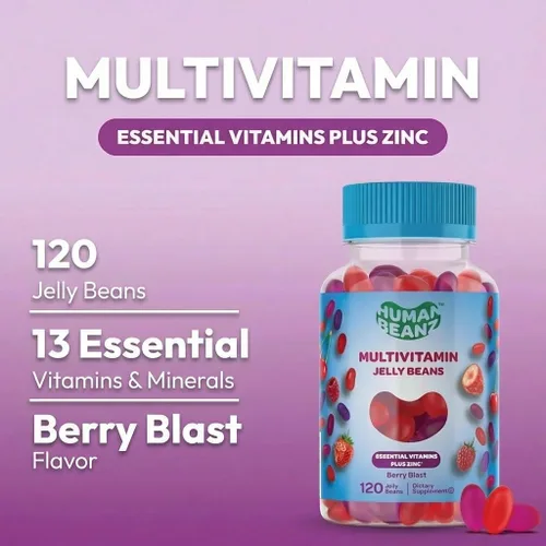 Vista 2 de Human Beanz Gomitas multivitamínicas con zinc para hombres y mujeres, suplementos dietéticos de apoyo inmunológico para adultos, vegetarianos, 120