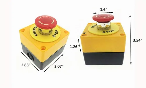 Vista 2 de Estación de botón, 660 V 10 A, 2 posiciones, 1NO 1NC, interruptor de botón de parada de emergencia momentánea, 1.575 in, tapa de hongo rojo, 2