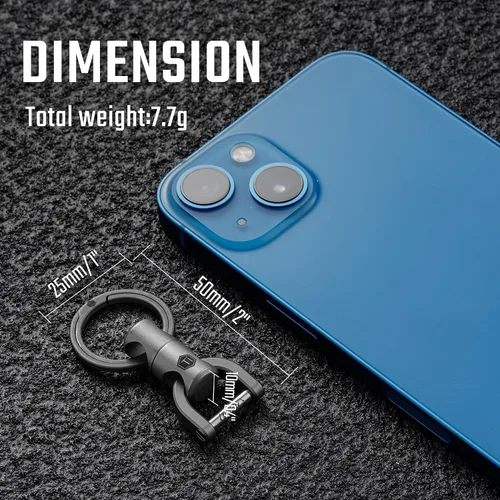 Vista 5 de KeyUnity KM13 Swivel Keychain with D Ring Key Shackle, Titanium Rotatable Key Organizer