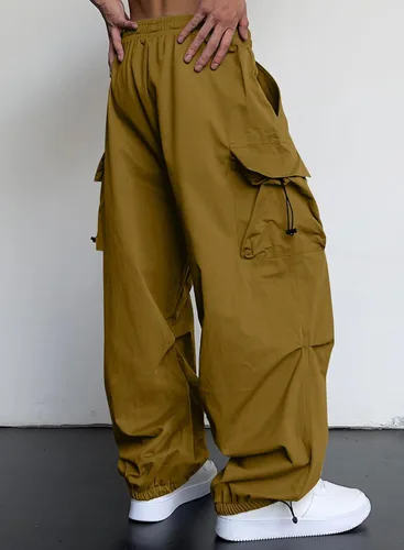 Vista 3 de JMIERR Pantalones cargo holgados para hombre, estilo casual, de paracaídas, holgados, con bolsillos, para uso urbano