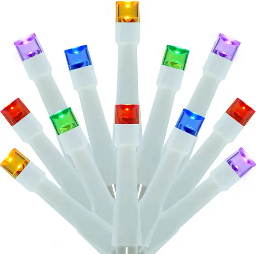 Vista 8 de Cadena de 300 luces LED de Navidad de color blanco cálido, 30.5 metros de luces LED de gran angular de 5mm con adaptador de 8 modelos (cable negro)