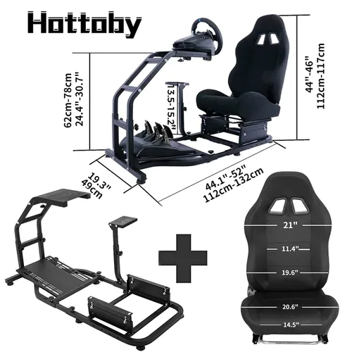 Vista 2 de Hottoby Driving Wheel Stand Racing Cockpit with Racing Seat Fit for PCXboxPS4 Racing Simulator Stand for Logitech G25 G27 G29 G920 G923 Thrustmaster