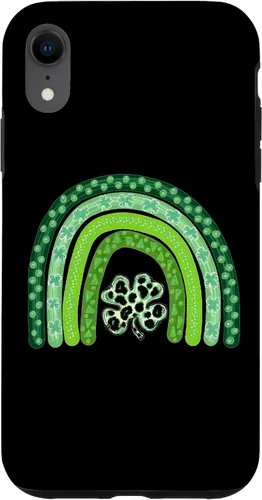 Vista 8 de Funda para iPhone 15, diseño de trébol de cuatro hojas, diseño de leopardo, arco iris, día de San Patricio, para niños