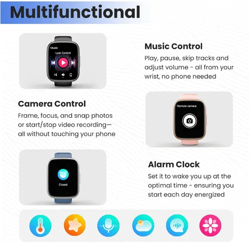 Vista 4 de Reloj inteligente para hombres y mujeres (respuesta/hacer llamadas), pantalla táctil de 1.95 pulgadas con monitor de frecuencia cardíaca/sueño