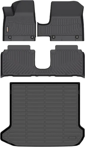 Vista 58 de Alfombrillas para todo tipo de clima y forro de carga para Volkswagen Atlas 2018-2026 (asientos de 6 pasajeros), juego completo de 3 filas