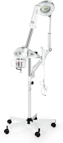 Vista 3 de Funnylife Vaporizador facial 3 en 1, lámpara de vapor facial con aumento 5X y máquina de alta frecuencia para salón de spa, equipo de belleza blanco