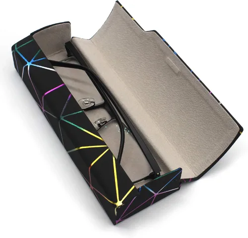 Vista 5 de Funda de gafas deslumbrante celosía, funda protectora portátil para gafas, cubierta rígida para gafas de moda, unisex..