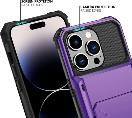 Vista 114 de Nvollnoe - Funda para iPhone 14 con tarjetero [tienda de 5 tarjetas] Negro - Almacenamiento más grande