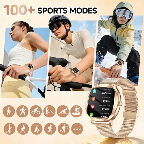 Vista 4 de Reloj inteligente para mujer, rastreador de actividad física de 1.72 pulgadas con respuesta/hacer llamadas, monitor de sueño/frecuencia cardíaca