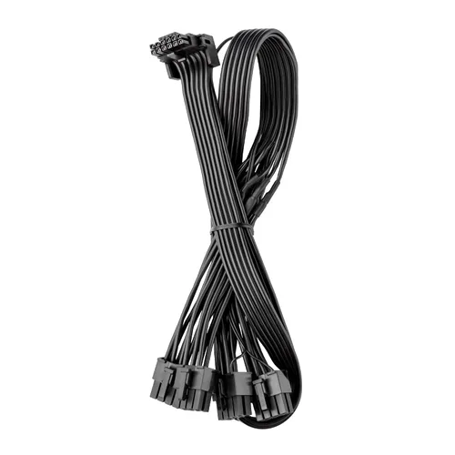 Vista 4 de CableMod Basics C-Series 12VHPWR Cable PCI-e de 90 grados StealthSense para Corsair - Variante A (negro, 16 pines a doble 8 pines, 23.6 in)