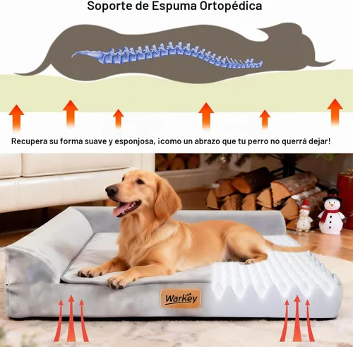 Vista 2 de Cama para perros de tamaño mediano, cama ortopédica para perros medianos, cama impermeable de espuma viscoelástica para mascotas, sofá para perros