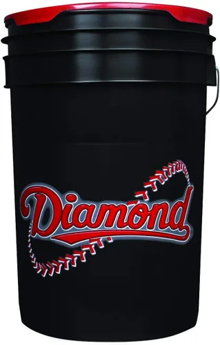 Vista 3 de Cubo de diamante de 6 galones con 5 docenas (60) pelotas de béisbol de cuero Diamond DOL-1 HS NFHS