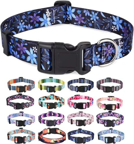 Vista 52 de Mihqy - Collar de perro, patrones geométricos florales, tribales, bohemios, collar de estilo étnico, suave y ajustable, para perros pequeños