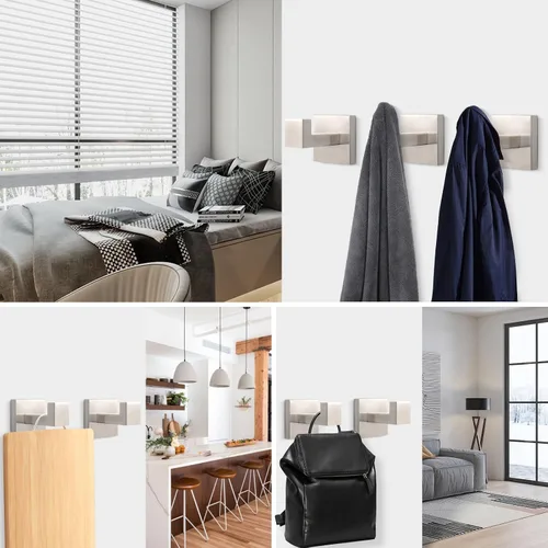 Vista 6 de NearMoon Ganchos cuadrados para toallas de baño -SUS304 de acero inoxidable para colgar batas, ganchos resistentes para baño, sala de estar, hotel
