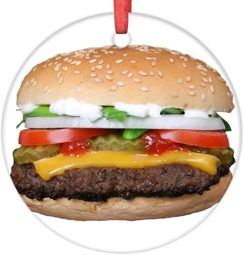 Vista 16 de Adornos de Navidad de huevo, carne y hongos, divertidos alimentos, decoraciones navideñas para árbol de cerámica, adornos de Navidad personalizados