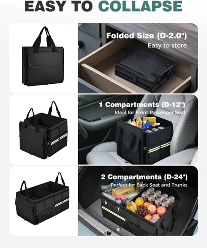 Vista 6 de FLORICH Organizador de maletero con almacenamiento de zapatos transpirable para SUV, organizadores de automóvil impermeables plegables, organizador