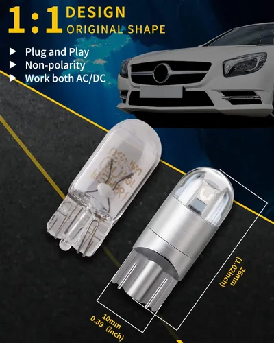 Vista 3 de YM E-Bright T10 194 - Luces LED para interior de automóvil, 168 W5W, 3030 chips 2825, bombilla LED, cúpula, mapa, puerta de maletero, luz de azul