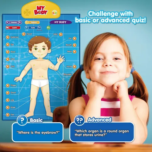 Vista 4 de BEST LEARNING i-Poster My Body - Juguete educativo interactivo para hablar de anatomía humana Aprende partes del cuerpo, órganos, músculos