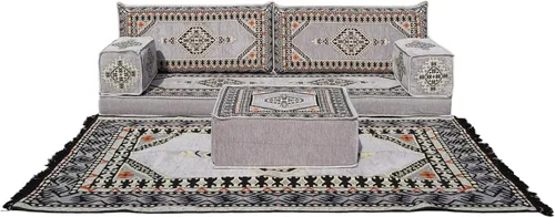 Vista 23 de arabicsofa Asiento de suelo oriental gris - Juego de cojines modulares hechos a mano para sala de estar