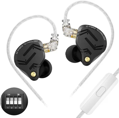 Vista 14 de KZ ZS12 PRO 2 - Auriculares in-ear con monitor de oído, auriculares híbridos para juegos 1DD+5BA, auriculares con cable transparente, auriculares