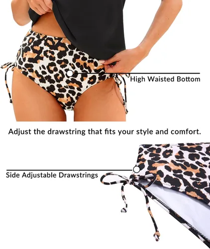 Vista 5 de Holipick Traje de baño tankini de dos piezas para mujer, con control de abdomen, parte superior tankini modesta con parte inferior de bikini
