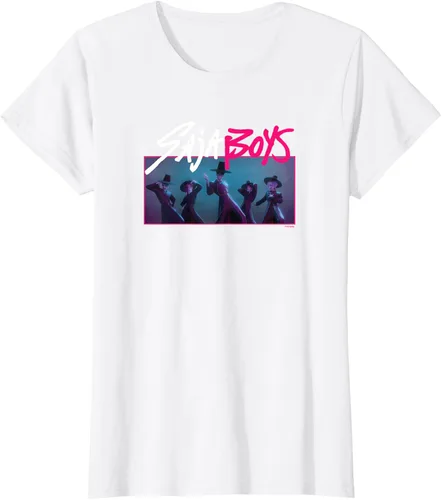Vista 17 de Camiseta Oficial de KPop Demon Hunters Saja para Niños Negro