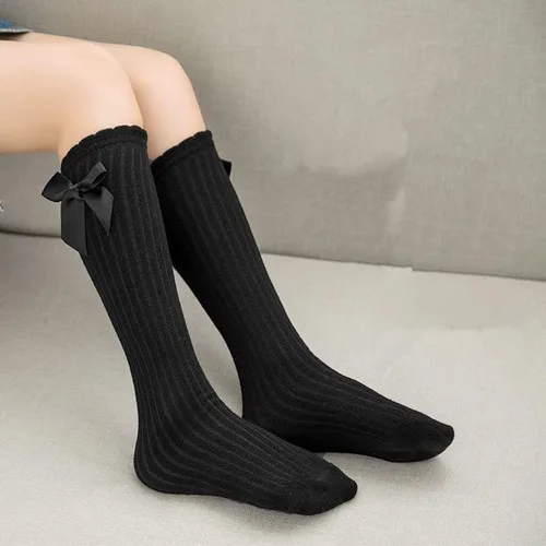 Vista 4 de QandSweat - Calcetines altos hasta la rodilla para niñas de 0 a 8 años