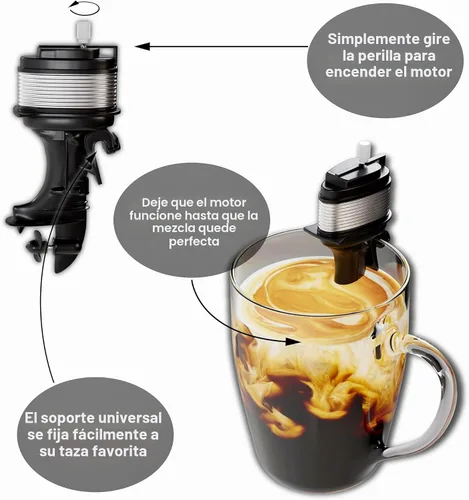 Vista 2 de The Motor Mixer por HMC - Novedoso mezclador de café con motor de barco, mini agitador de motor de barco, funciona con tazas, tazas y vasos