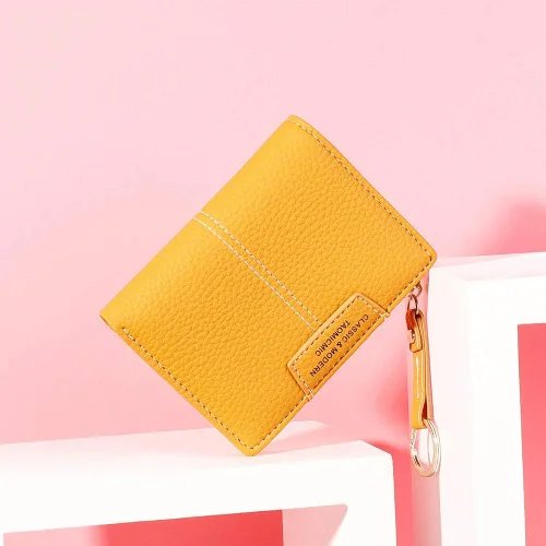 Vista 9 de Cartera pequeña para mujer, mini, plegable, delgada, tarjetero con cremallera y bolsillo para monedas, Y-azul