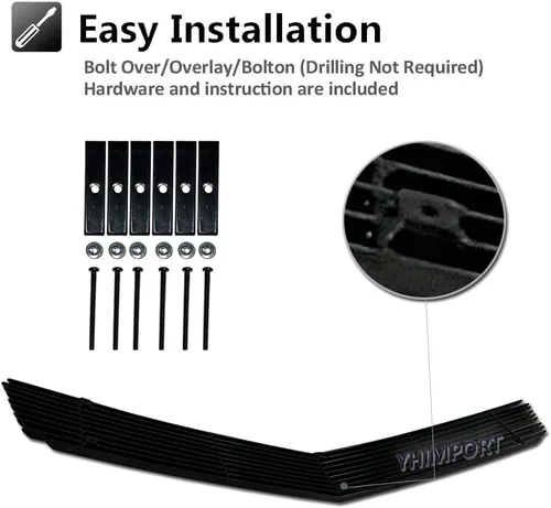 Vista 5 de Se adapta a Chevy Camaro SS V8 2010-2013 parachoques delantero de aluminio sólido cromado rejilla de inserción de perno sobre la rejilla
