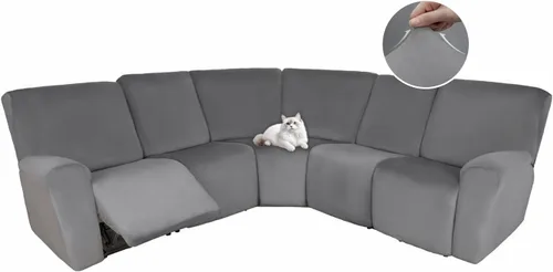 Vista 45 de HDCAXKJ Fundas de sofá seccional reclinable de terciopelo, cubierta de sofá seccional en forma de L, lavable, elástica, suave, para rincón