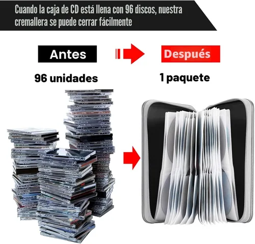 Vista 4 de Siveit Estuche para CD, Soporte para Estuche de DVD con Capacidad para 96 Discos de Plástico Duro, Estuches para Discos CD DVD, Carpeta Billetera