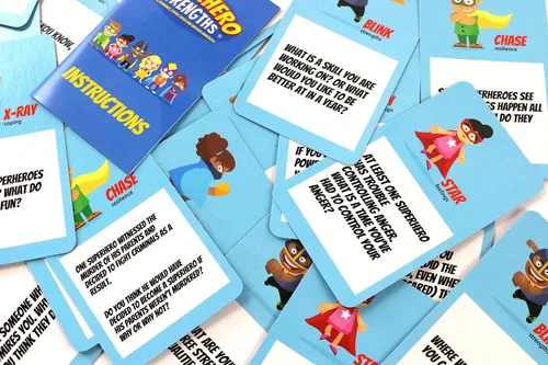 Vista 2 de PlayTherapySupply Superhero Strengths: Building Resilience, Coping Skills and Emotion Awareness Card Game