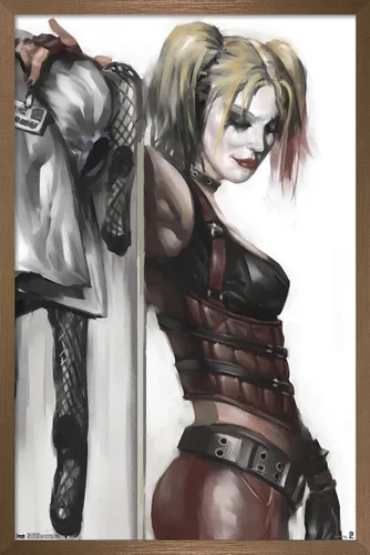 Vista 16 de DC Comics - Póster de pared de Harley Quinn, 22.4 pulgadas de largo x 14.7 pulgadas de ancho, versión enmarcada de madera de granero