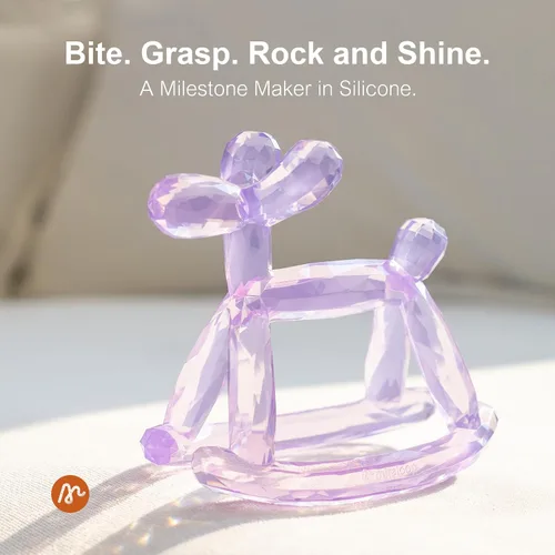 Vista 6 de Mordedor de Bebé Miraloop de Cristal en Gelatina – Juguete de Alivio de Dentición Jellydog para Bebés de 3-6 Meses, Mordedor de Mano de Silicona