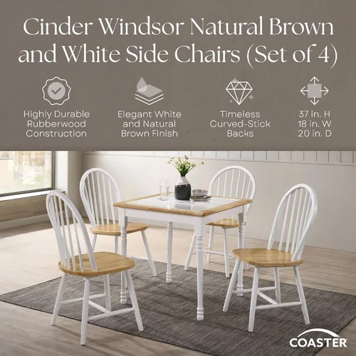 Vista 4 de Coaster Home Furnishings - Cinder - Madera dura asiática - Sillas de comedor sin brazos estilo Windsor con estilo rústico - Cocina y comedor