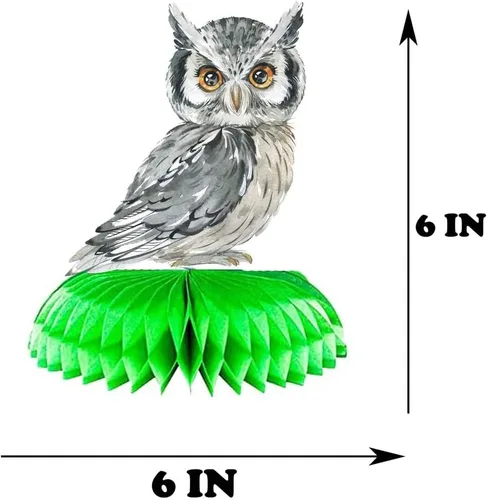 Vista 3 de Whimsical Owl - Juego de mesa de 5 piezas con diseño de panales de abeja, decoración adorable para cualquier ocasión