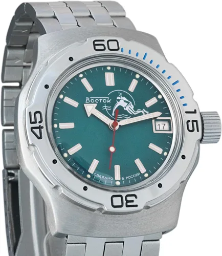Vista 2 de VOSTOK Amphibian 160059 - Reloj de pulsera automático para hombre con cuerda automática para buceo anfibia Casual