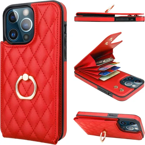 Vista 21 de Folosu Funda compatible con iPhone 13 Pro Max con soporte para tarjetas, rotación de 360°, soporte de anillo de dedo con función atril, protección