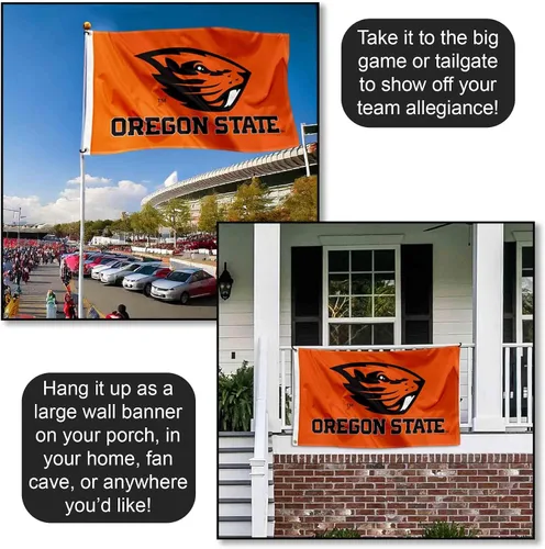 Vista 4 de College Flags & Banners Co. Oregon State Beavers OSU University - Bandera de universidad grande