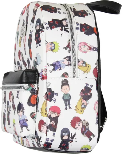 Vista 3 de Naruto Shippuden Allover Chibi - Mini mochila de cuero sintético Blanco talla única