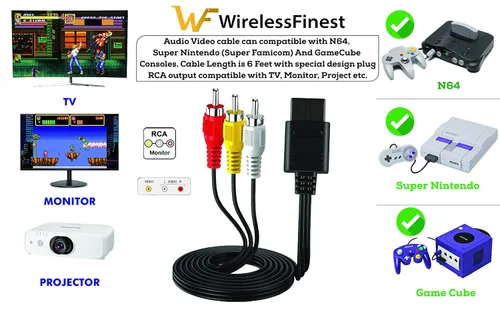 Vista 3 de AC Power Supply + Audio Video RCA AV Composite Cable Adapter Cord To External TV Screen Monitor For Nintendo GameCube NGC System Game Console Bundle