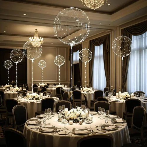 Vista 2 de Lightsfever 8 globos de fiesta con luces LED con pilas, luces blancas cálidas con globos Bobo transparentes para helio o aire, decoración del hogar