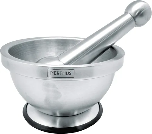 Vista 2 de NERTHUS Mortero y mortero FIH 020. Incluye una base de goma que evita el deslizamiento