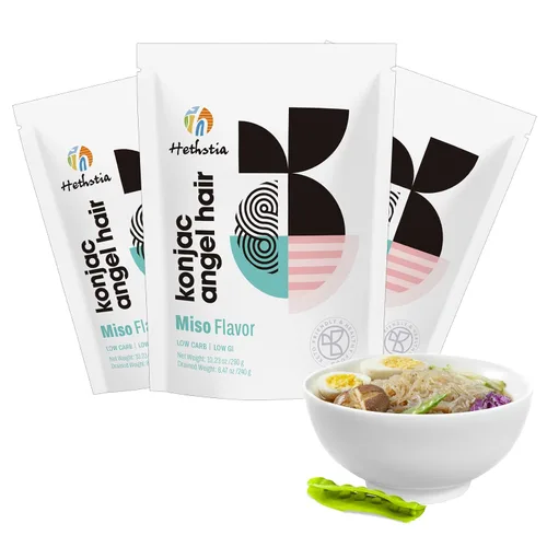 Vista 20 de Hethstia Konjac Noodles Angel Hair - Paquete de 6 fideos Shirataki, bajo en calorías, bajo en carbohidratos, sin azúcar, sin gluten, apto para dieta