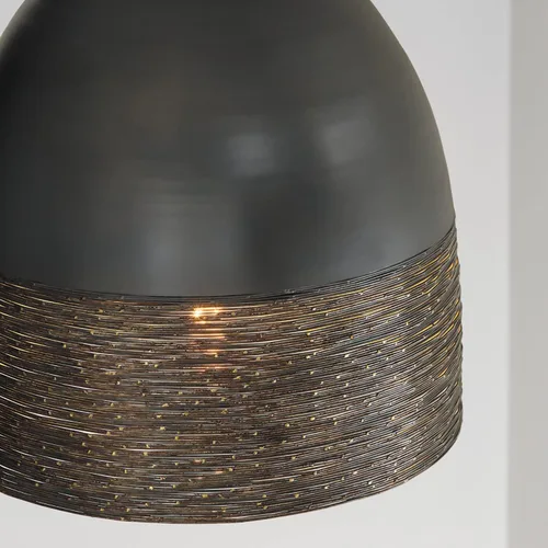 Vista 3 de Capital Lighting 335112GI Sana - Colgante de alambre de acero con campana de metal moteado de latón, 1 luz de 100 vatios, 19 pulgadas de alto x 15